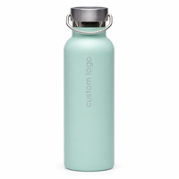 Bouteille d'eau isotherme à double paroi en acier inoxydable 304 de 17 oz avec logo personnalisé, couvercle à poignée, maintien thermique 12-24h, cadeaux d'affaires