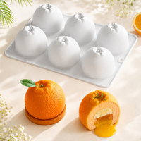 SILIKOLOVE Moule à gâteau en silicone antiadhésif en forme d'orange à 6 cavités, certifié LFGB Platinum, sans BPA, pour mousse