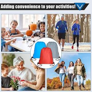 Sac à dos de sport en polyester de haute qualité avec cordon de serrage, sac de sport imperméable, logo personnalisé, sacs à cordon de serrage promotionnels pour la remise en forme - Product Image 6