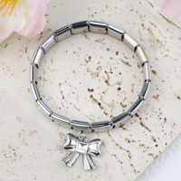 Gelang Pesona Italia Tren Mode Terbaru, Gelang Pesona Italia Emas dan Perak Seri Liontin Pita, Baja Anti Karat 304, Modul Gelang 9mm * 10mm