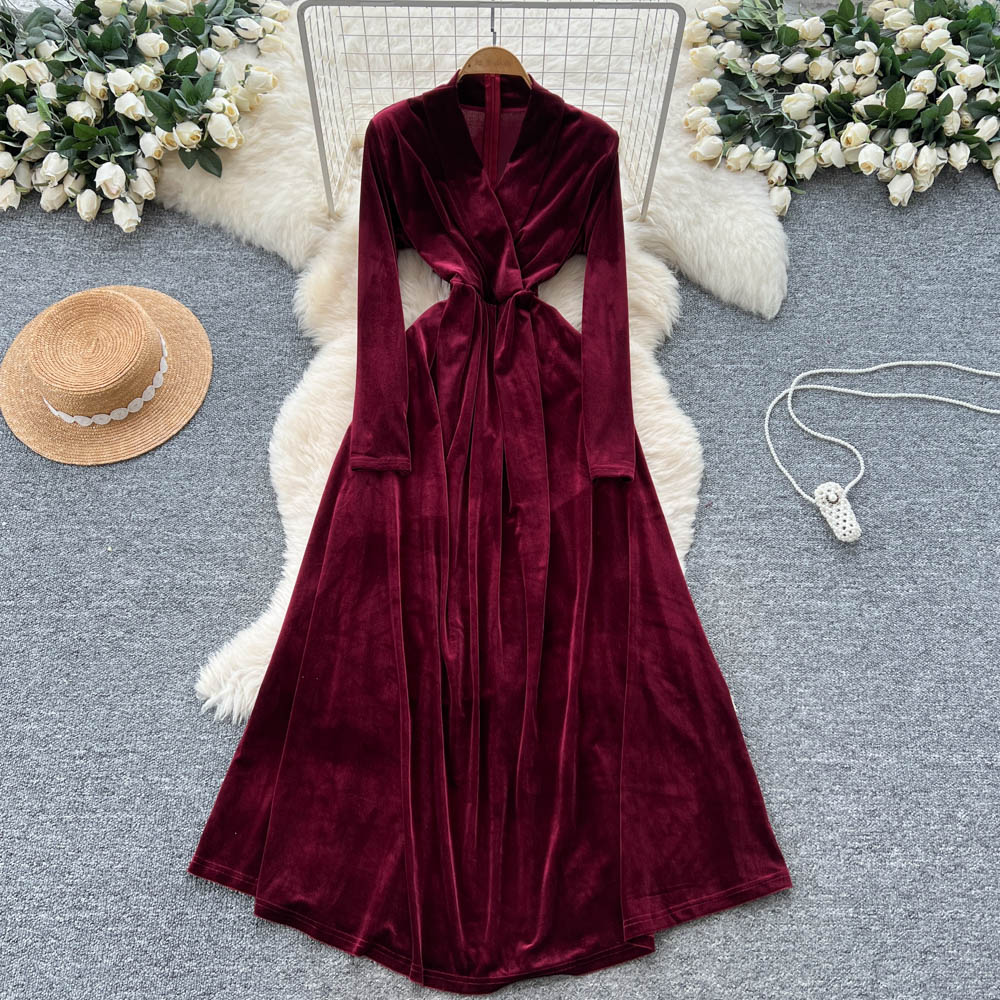 Shop Elegant V-Neck Velvet Gowns for Women's Fashion