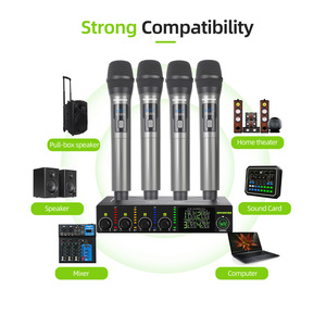 RAYHAYES R-09 ระบบไมโครโฟนไร้สาย 4 ช่อง ไมโครโฟนคาราโอเกะมืออาชีพ UHF แบบมือถือ 4 ตัว - Product Image 5