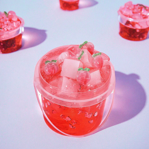 Kit de slime cristallin pré-fait rose pêche, effet gelée, scintillant et croquant, avec 6 additifs, unisexe, pour les 2-4 ans, conditionnement en pot, jeu sensoriel anti-stress - Product Image 3