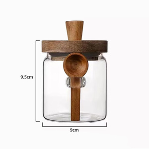 Contenants en <span class=keywords><strong>verre</strong></span> NFS pour le stockage des aliments avec couvercle en bois et cuillère, bacs de stockage alimentaire sûrs - Product Image 6