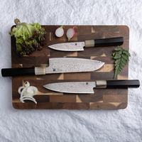 Ensemble de couteaux de cuisine tout-en-un en acier Damas : Santoku 7 pouces, couteau utilitaire 6 pouces et couteau d'office 4,5 pouces pour la cuisine quotidienne