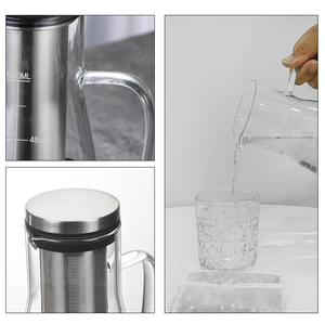 Carafe filtrante à eau alcaline domestique 1600 ml <span class=keywords><strong>en</strong></span> <span class=keywords><strong>verre</strong></span> <span class=keywords><strong>Pyrex</strong></span> et acier inoxydable 304 avec 7 billes minérales pour une eau saine - Product Image 6