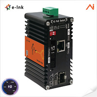 Mini Convertidor de Medios de Fibra Óptica PoE+ Industrial Inteligente con IA y Gestión Inteligente, con Amplificador de Voltaje y Funciones de Software Opcionales