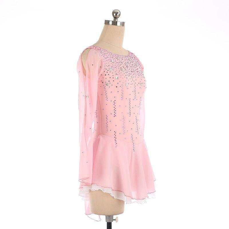 Kids Girls Figure Ice Skating Dress - Light Pink Leotard
