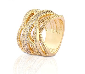 Nouvelle bague de fiançailles classique en or de Dubaï pour femmes, plaquée or 18 carats, bague de mariage de luxe, nouveau design, bijoux de mariée anti-ternissement - Product Image 1