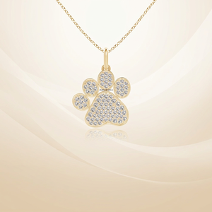 Colgante de Diamante con Forma de Huella de Pata, Corte Brillante Redondo, Diamantes Cultivados en Laboratorio, Joyería para Uso Diario, Oro 10K 14K 18K, Plata 925 935 - Product Image 1