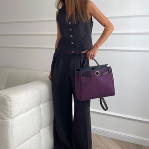 ชุดเสื้อกั๊กแขนกุดและกางเกงลำลองเอวต่ำ2ชิ้นสีล้วนแฟชั่น - Product Image 4