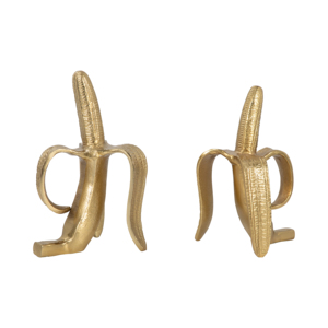Fermalibri Decorativi a Forma di Banana, Finitura Dorata, Accessori da Scrivania Scultorei per Casa, Ufficio e Biblioteca - Product Image 3