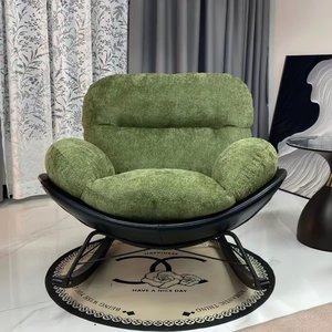Fauteuil à bascule en velours vert avec coussin, fauteuil d'appoint moderne pour salon, mobilier d'hôtel - Product Image 3