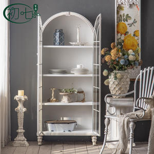 French Style Living Room Cabinet <b>With</b> <b>Glass</b> Doors 900mm High Storage <b>Sideboard</b> For Dishes And Tea Display - Product Image 3