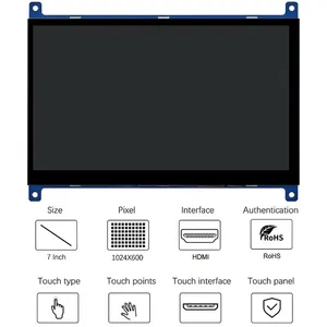 7 Inch 1024*600 HD-MI Ingang Ips Tft Lcd Raspberry Pi Capacitieve Touchscreen Display Module Met HD-MI