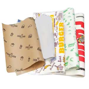 Custom Logo Printing <b>Food</b> Grade Burger Packaging Oil Grease Resistant Sandwich Wrappers for Cake Pizza Bread Single Side Coating - Product Image 1