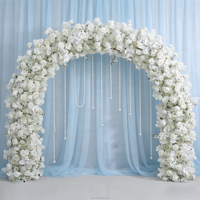 Décoration de mariage, toile de fond de fête, arche en U, roses artificielles en soie, écologiques, durables, 8-9 pieds, rangée florale blanche pour allée d'entrée
