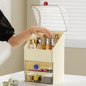 Desktop Makeup Organizer With <b>Drawers</b> <b>Plastic</b> Cosmetic <b>Storage</b> Box For Skincare And Lipstick Holder - Product Image 4