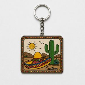 Porte-clés mexicains personnalisés de haute qualité en gros, modèle Sombrero Cactus, design Amérique latine, souvenir touristique - Product Image 3