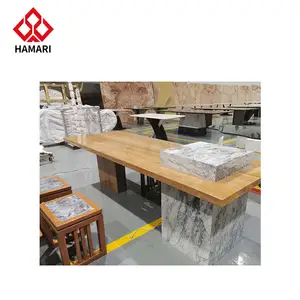 Combinazione di legno e pietra Smart mobili in marmo pietra artificiale tavolino sedia in pietra