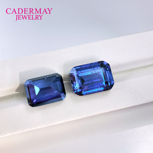 Cadermay Cornflower Blue Synthetic Sapphire Emerald Cut Loose Stone For Jewelry Making - Product Image 2