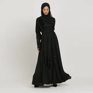 2023 ठोस नई शैली पूरे बिक्री शीर्ष गुणवत्ता इकट्ठा Abaya नौसेना इस्लामी कपड़े Muslimah महिलाओं शाम पोशाक