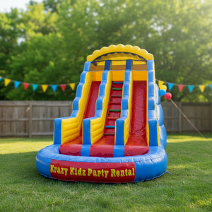 Château gonflable écologique en PVC pour usage domestique, <span class=keywords><strong>avec</strong></span> toboggan double piste, commercial, étanche, capacité 30 personnes, facile à monter - Product Image 1