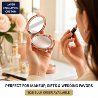 Miroir concave à base métallique DIY, petit miroir double face portable pliable, miroir de maquillage à main haute définition pour retouches