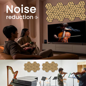 Panel Acústico Hexagonal Ecológico de Chapa de Madera, Panel Acústico de Chapa de Madera con PVC Ignífugo para Hoteles y Hogares - Product Image 4
