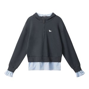 HeyHenry <span class=keywords><strong>felpa</strong></span> Casual a due pezzi con cappuccio e mezza Zip 2025 giacca ampia autunnale - Product Image 1