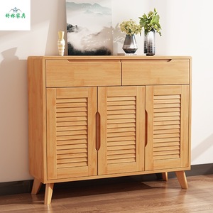 Nordic Solid Wood <b>Shoe</b> Cabinet Natural Color <b>Space</b> <b>Saving</b> Entryway <b>Storage</b> Cabinet For Home Living Room Use - Product Image 1