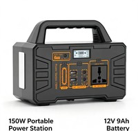 Générateur solaire portable certifié CE 150W, batterie LiFePO4, onde sinusoïdale pure, contrôleur MPPT, compatible US, alimentation CA