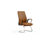 Chaise de bureau visiteur à dossier haut en cuir PU avec base cantilever, accoudoirs rembourrés pour mobilier de conférence et d'accueil commercial