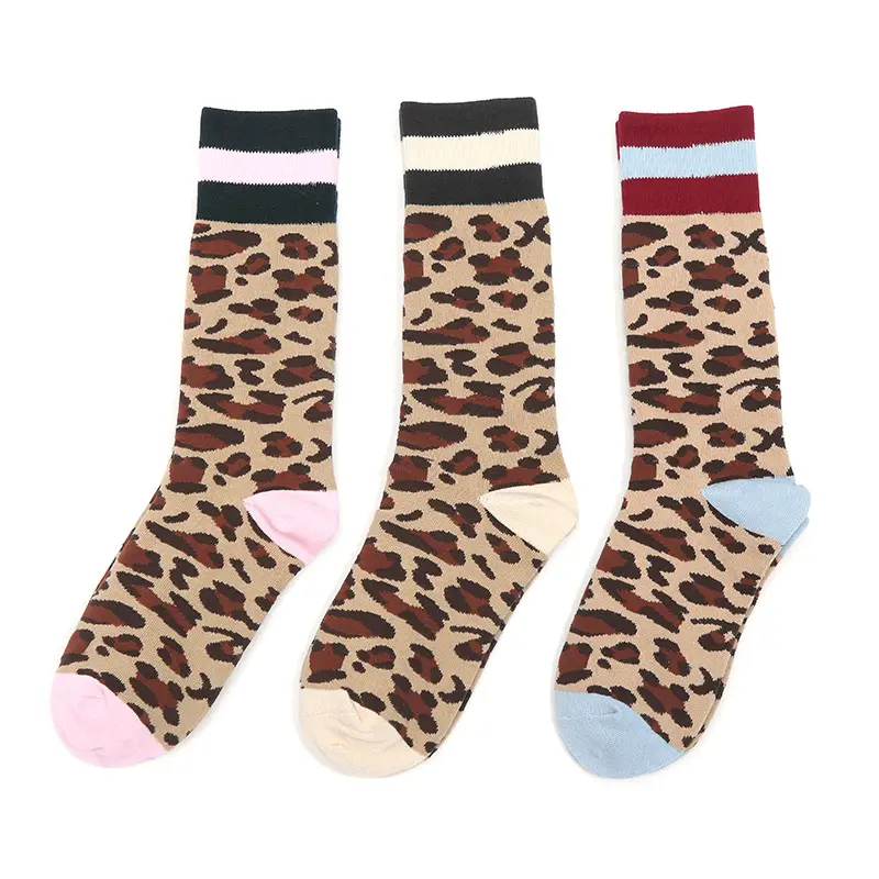 Soft Spotted Leopard Print Women Socks ladies Novelty middle sock Animal Pattern Mid-Tube Socks For Girls