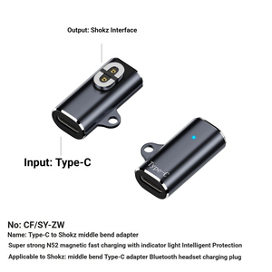 <span class=keywords><strong>Adaptateur</strong></span> de charge pour écouteurs Bluetooth Type C vers 2 broches Shokz, conversion de port iOS vers Shokz avec angle intermédiaire magnétique à angle coudé - Product Image 5