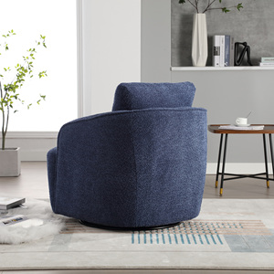 Boucle Upholstered Swivel Accent Barrel <b>Chair</b> 30.3W <b>Comfy</b> Round Single Sofa <b>Chair</b> 360 Degree Club Bucket <b>Chair</b> - Product Image 5