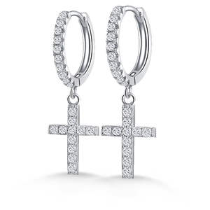 Boucles d'oreilles créoles pendantes en argent sterling 925, style hip-hop, avec moissanite VVS couleur D, bijoux pour hommes et femmes, pour cadeau de fête - Product Image 1