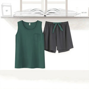 Pyjama sexy en lin pour femme, taille élastique, uni, décontracté, sans manches, respirant, séchage rapide, grandes tailles disponibles - Product Image 2