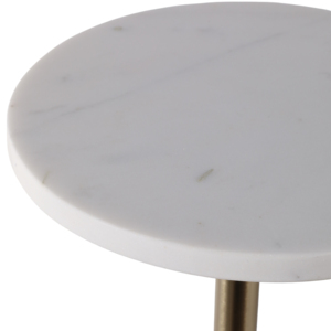 <b>Round</b> Marble Top <b>Side</b> <b>Table</b> With <b>Gold</b> Metal Base For Bedroom Or Living Room Decor - Product Image 6