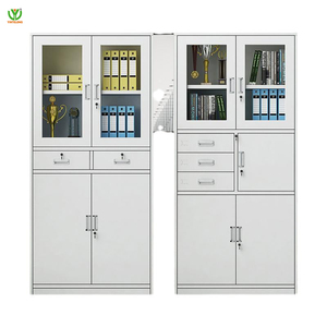 Gabinete de almacenamiento de archivo a granel grande de acero Yinlong, muebles de estudio de oficina, archivador de puerta de vidrio superior con cajones y caja fuerte - Product Image 4