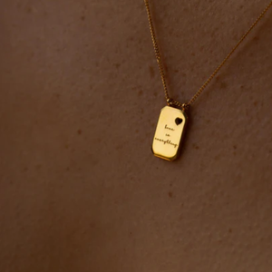 Love Is Everything collana cuore cavo Charm fede scritta a mano messaggi personalizzati inciso Pvd placcato oro Anti appannamento - Product Image 6