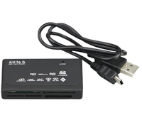 Mini-lecteur de cartes mémoire multi-cartes 6 en 1, lecteur de cartes SD/XD/MMC/MS/CF, USB, couleur argent et noir