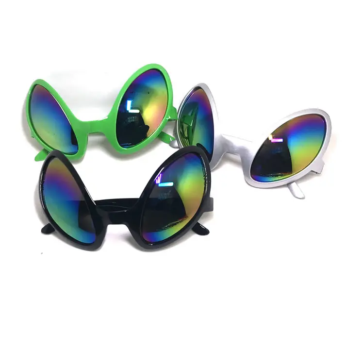 Gafas de sol con forma de Alien para hombre y mujer, lentes de sol personalizadas con revestimiento multicolor para fiesta, utilería divertida, festival de actuación