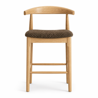 Tabouret de bar en noyer, style nordique minimaliste, chaise de comptoir en bois massif, dossier haut, chaise de bar rembourrée, tabouret d'îlot de cuisine