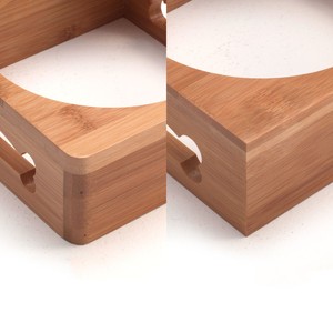 Elevated Bamboo Pet Table With Duo Ceramic <strong>Bowls</strong> Raised Anti Slip <strong>Tilted</strong> Station for <strong>Cats</strong> and Dogs Food Drink - Product Image 3