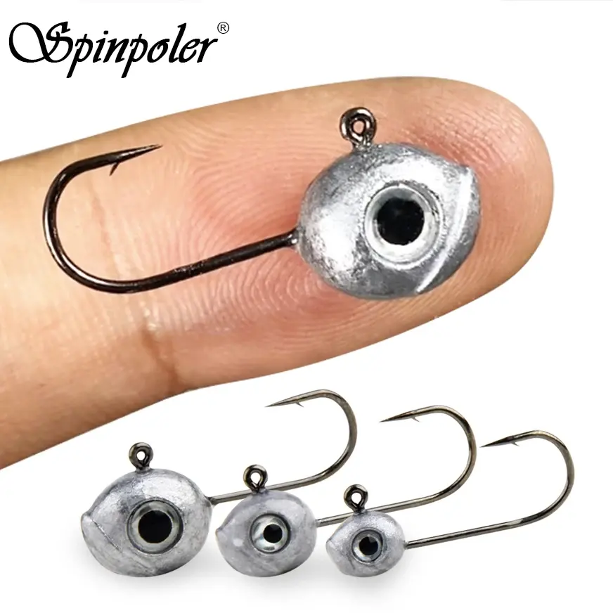 Spinpoler 0.8g 1.7g 3.5g solucan Jig kafa balıkçılık kancalar yumuşak cazibesi olta Ultralight kaya Ajing damla atış Swimbait balıkçılık mücadele