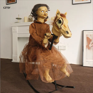 Muñeca Eléctrica de Caballo Balancín para Halloween con Ojos LED Rojos, Ideal para Decoración de Casas Encantadas y Bares - Product Image 4