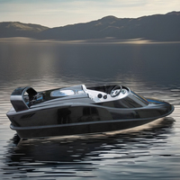 HISON Mini Yacht Télécommandé Jet-Boat J2 Moteur Intrabord en Fibre de Verre avec Moteur Haute Vitesse