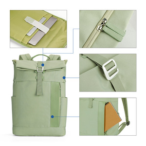 Kingsons <b>Roll</b> Top <b>Backpack</b> Solid Color Durable Everyday Use Student Travel Bag - Product Image 3