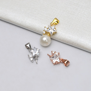 Pendentif en argent S925, tête en forme d'étoile, support de pendentif pour 6 à 8 perles, accessoire de bijouterie DIY, apprêts de bijouterie semi-finis pour femmes - Product Image 1